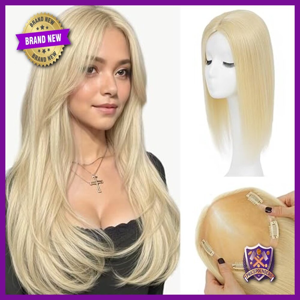 14 Inch Human Hair Topper for Thinning Hair 6x6 Swiss Lace Base 4 Clips